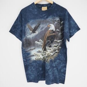 Vtg 90s The Mountain Shirt Mens L Blue Eagle Graphic T Shirt Cotton  Made In USA